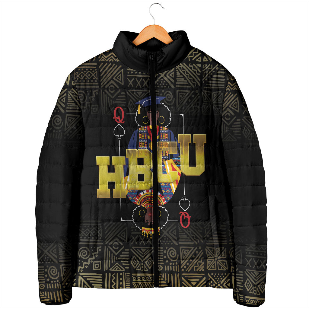 HBCU Grad Personalized Queen Poker Card Padded Jacket Golden Pattern