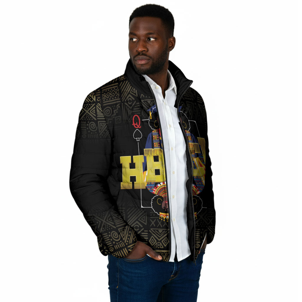 HBCU Grad Personalized Queen Poker Card Padded Jacket Golden Pattern