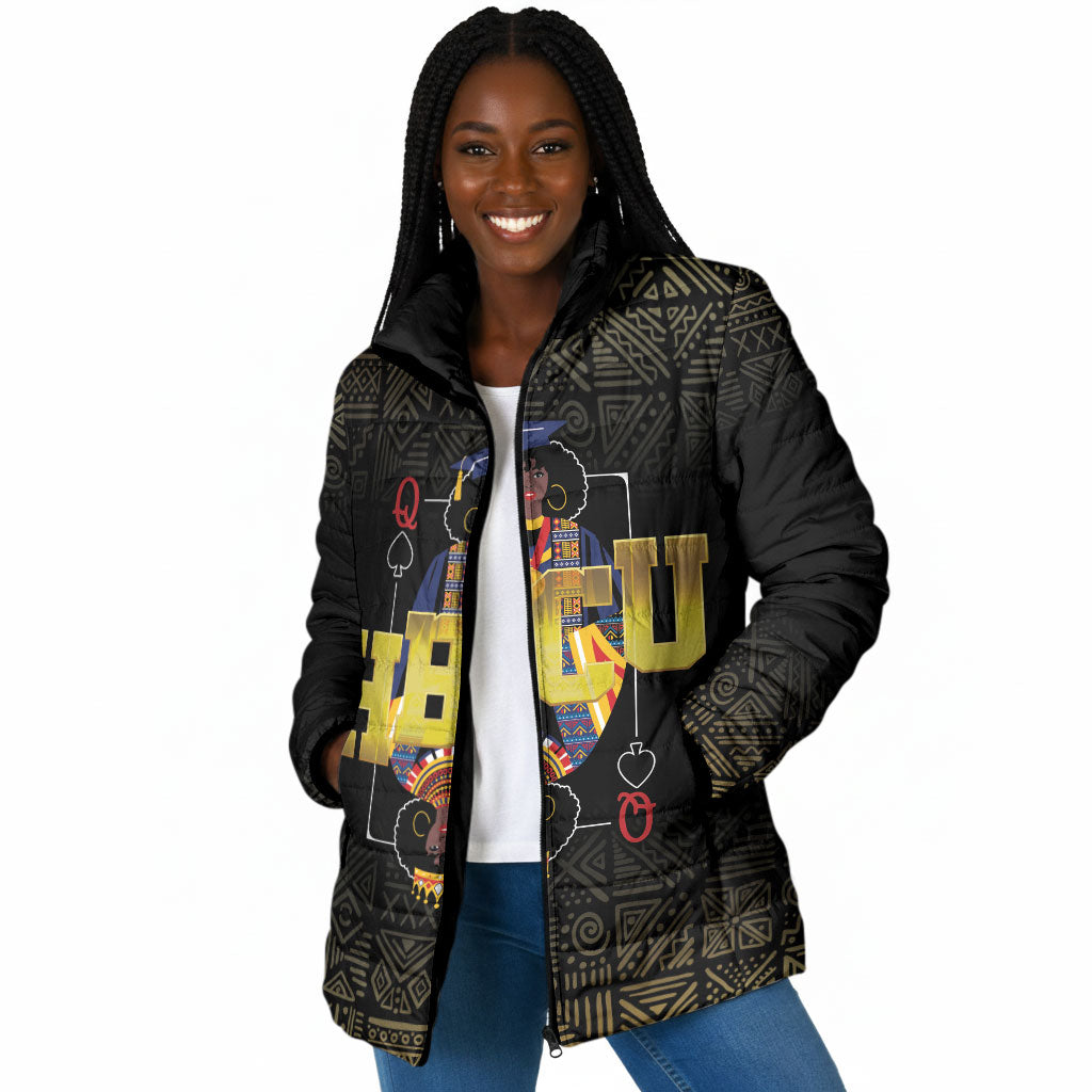 HBCU Grad Personalized Queen Poker Card Padded Jacket Golden Pattern