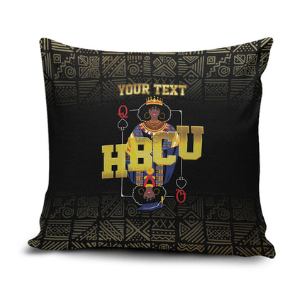 HBCU Grad Personalized Queen Poker Card Pillow Cover Golden Pattern