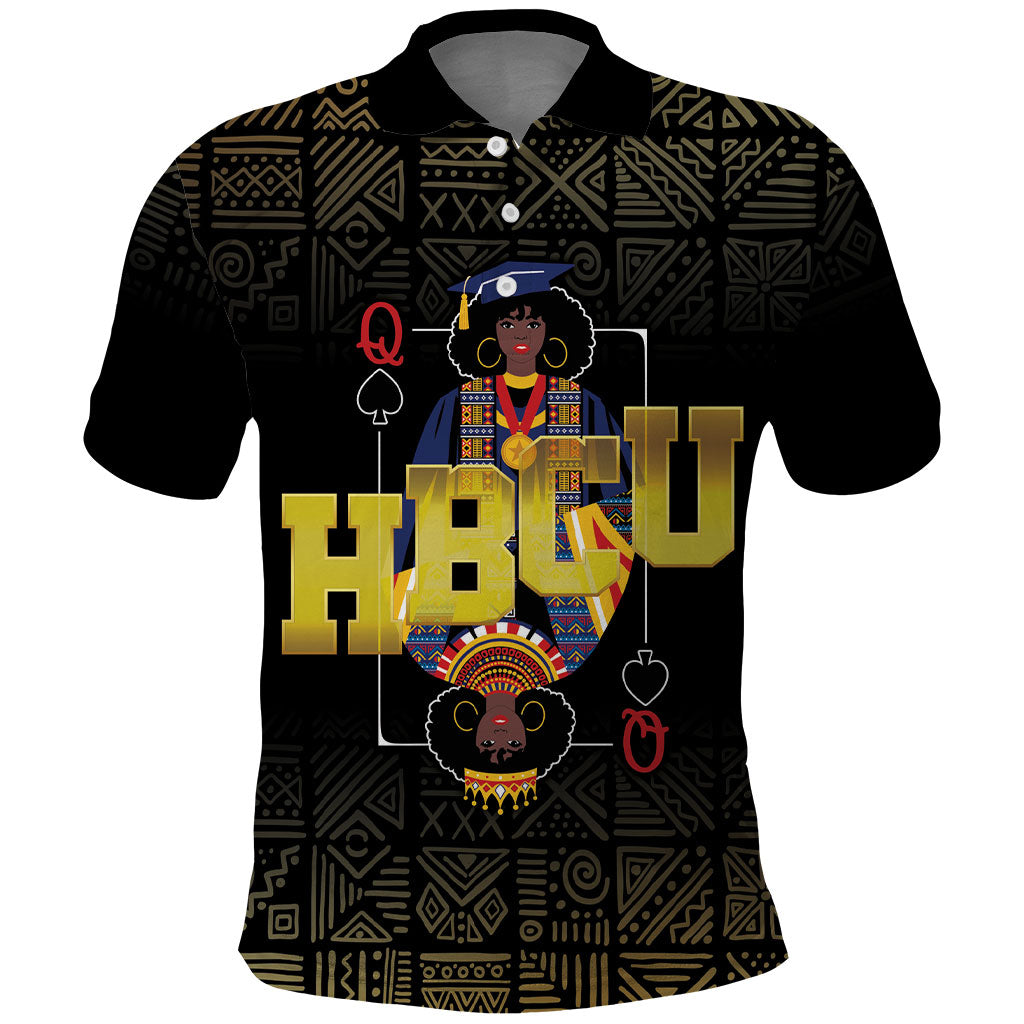 HBCU Grad Personalized Queen Poker Card Polo Shirt Golden Pattern