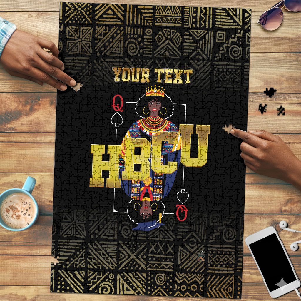 HBCU Grad Personalized Queen Poker Card Puzzle Golden Pattern
