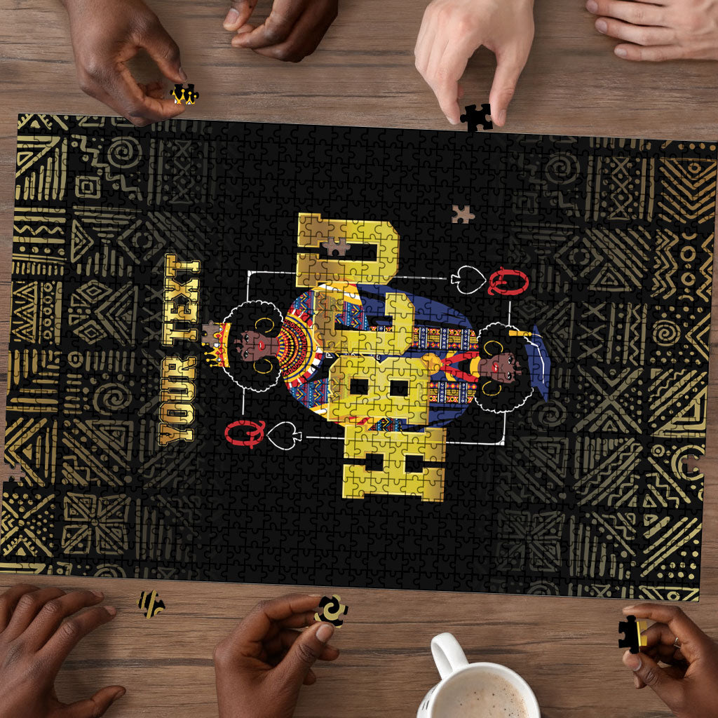 HBCU Grad Personalized Queen Poker Card Puzzle Golden Pattern