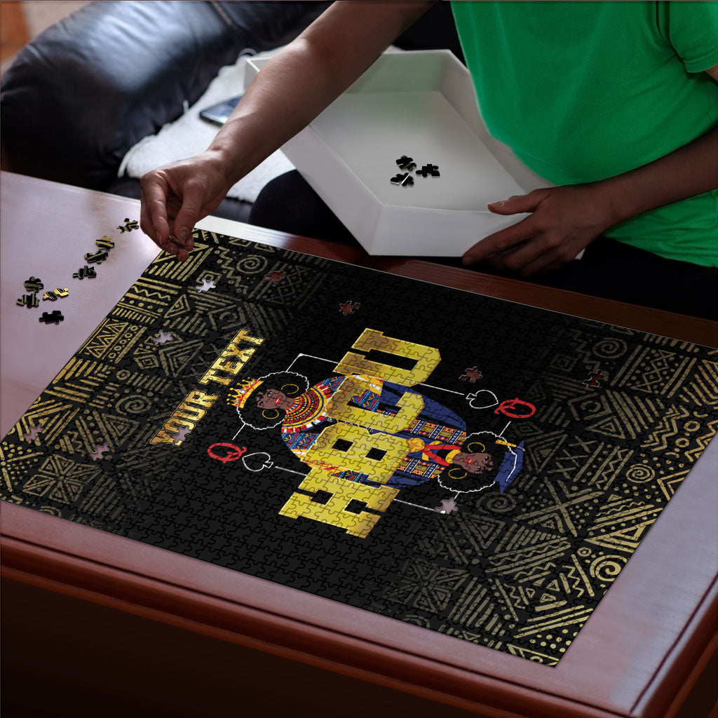 HBCU Grad Personalized Queen Poker Card Puzzle Golden Pattern
