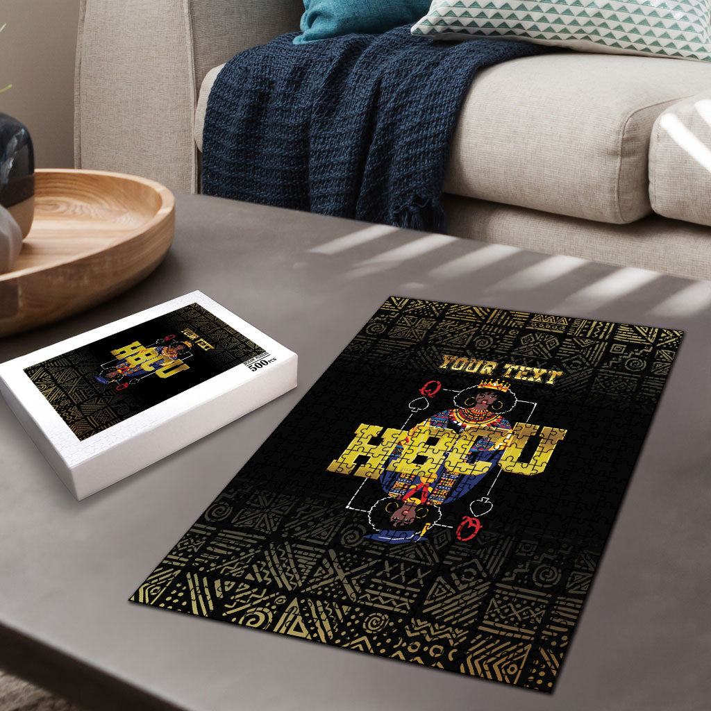 HBCU Grad Personalized Queen Poker Card Puzzle Golden Pattern