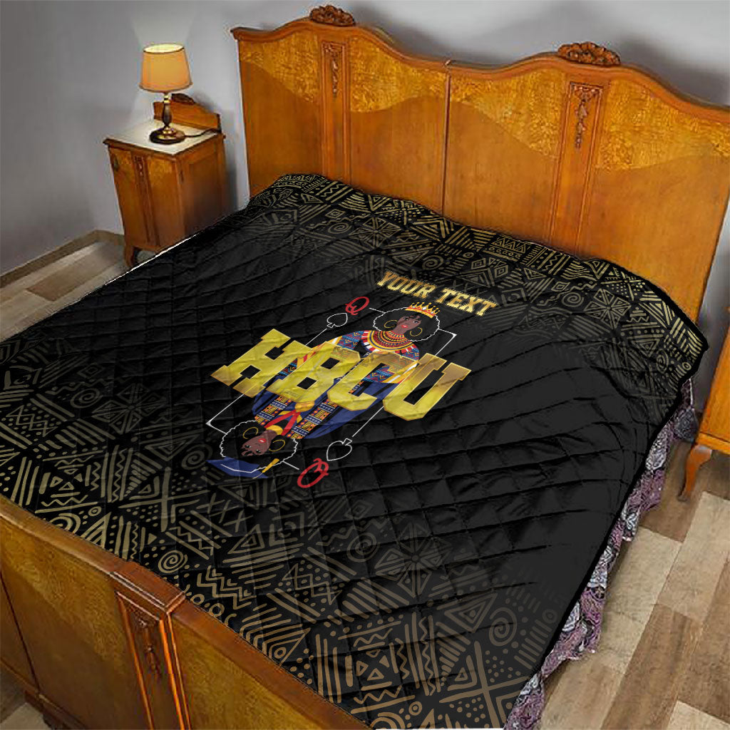 HBCU Grad Personalized Queen Poker Card Quilt Golden Pattern