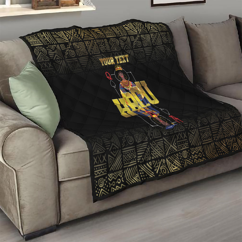 HBCU Grad Personalized Queen Poker Card Quilt Golden Pattern