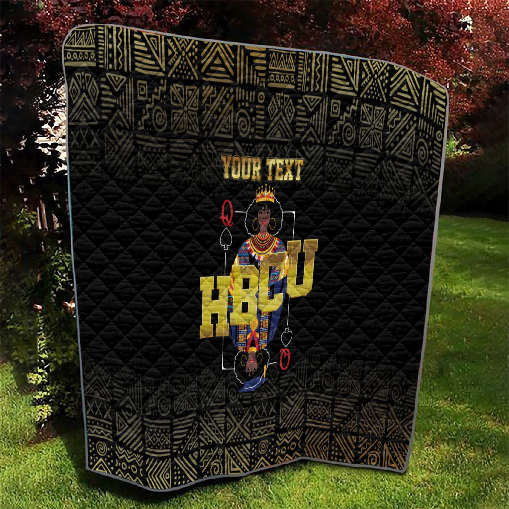 HBCU Grad Personalized Queen Poker Card Quilt Golden Pattern