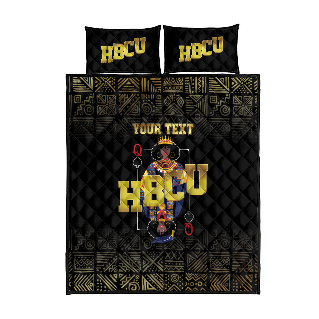 HBCU Grad Personalized Queen Poker Card Quilt Bed Set Golden Pattern
