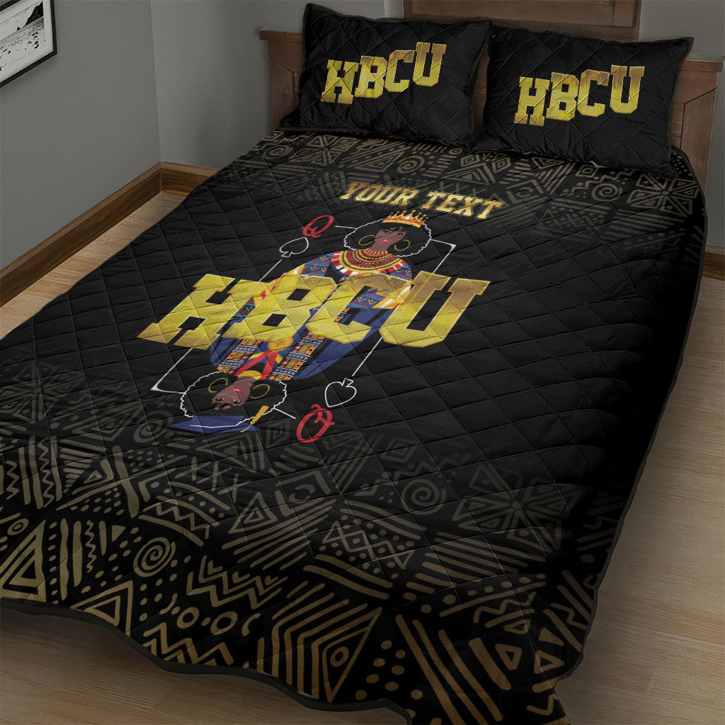 HBCU Grad Personalized Queen Poker Card Quilt Bed Set Golden Pattern