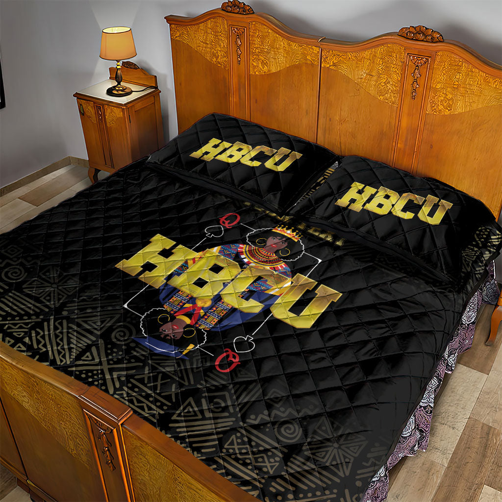 HBCU Grad Personalized Queen Poker Card Quilt Bed Set Golden Pattern