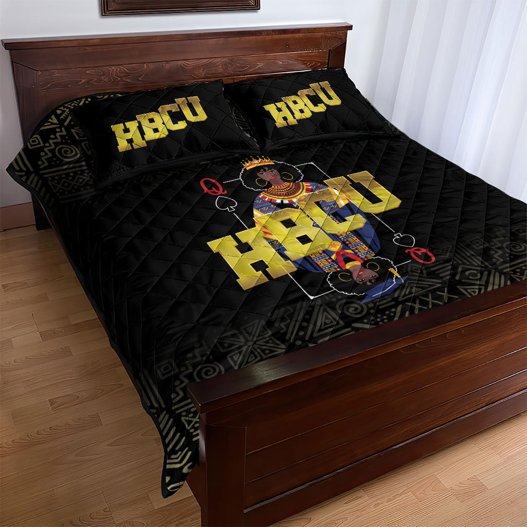 HBCU Grad Personalized Queen Poker Card Quilt Bed Set Golden Pattern