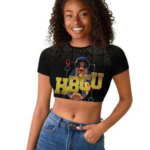HBCU Grad Personalized Queen Poker Card Raglan Cropped T shirt Golden Pattern