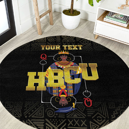 HBCU Grad Personalized Queen Poker Card Round Carpet Golden Pattern