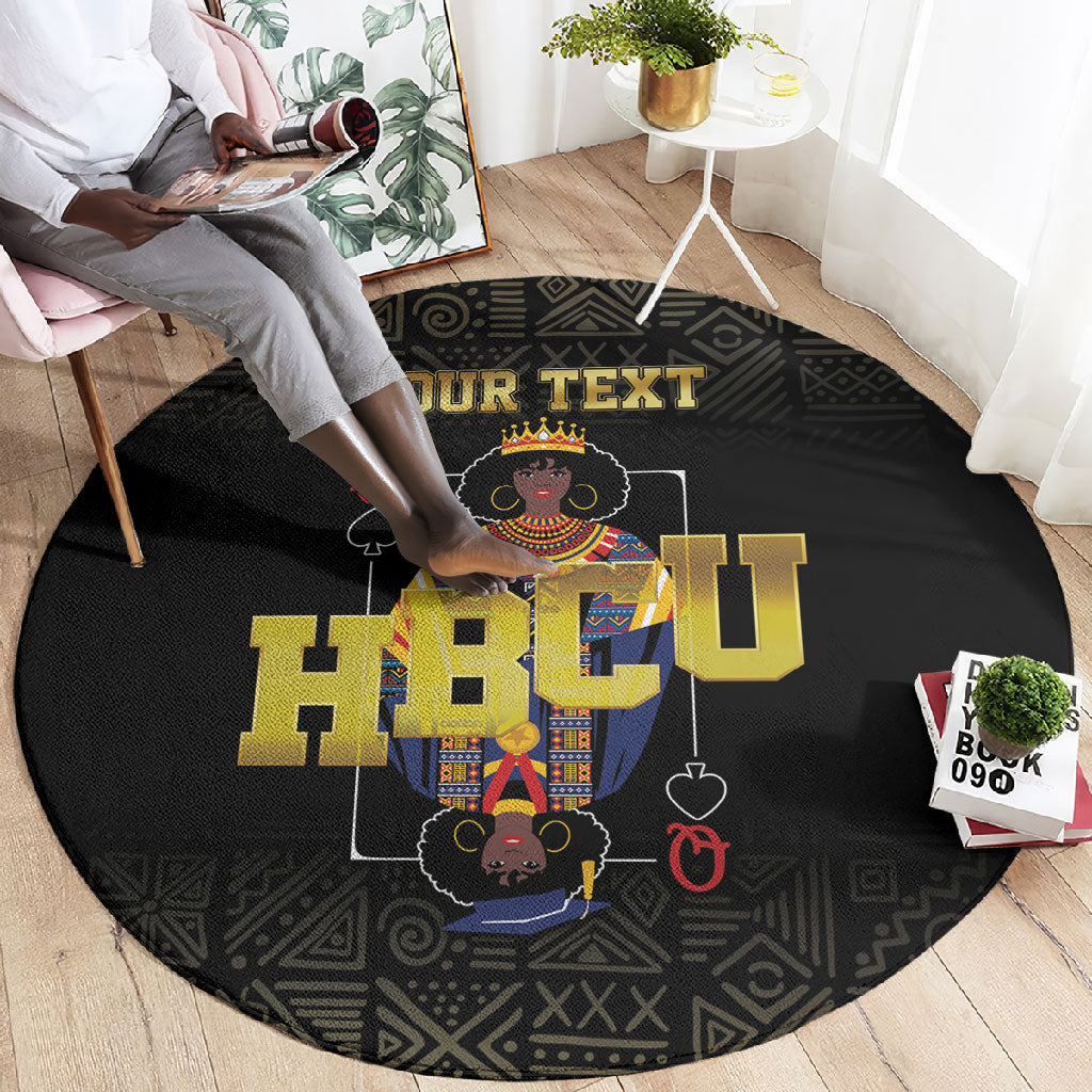 HBCU Grad Personalized Queen Poker Card Round Carpet Golden Pattern