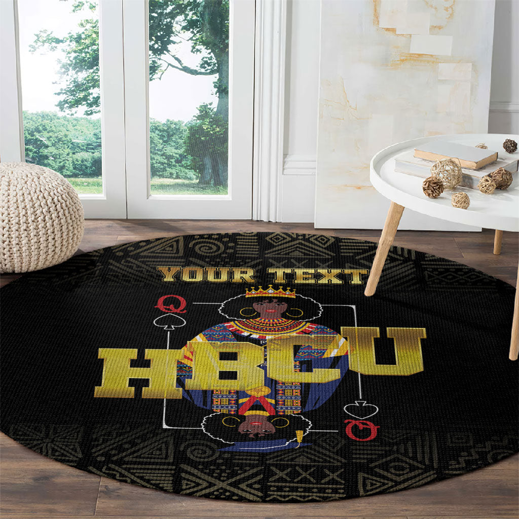 HBCU Grad Personalized Queen Poker Card Round Carpet Golden Pattern