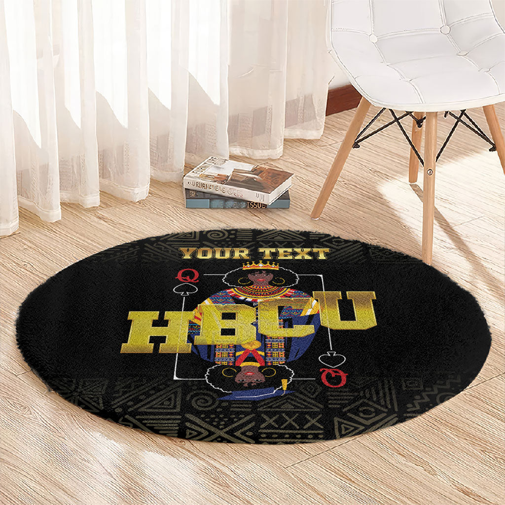 HBCU Grad Personalized Queen Poker Card Round Carpet Golden Pattern
