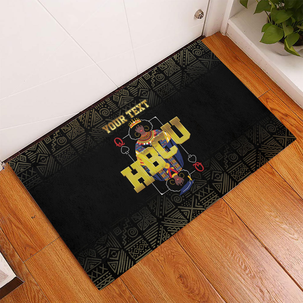 HBCU Grad Personalized Queen Poker Card Rubber Doormat Golden Pattern