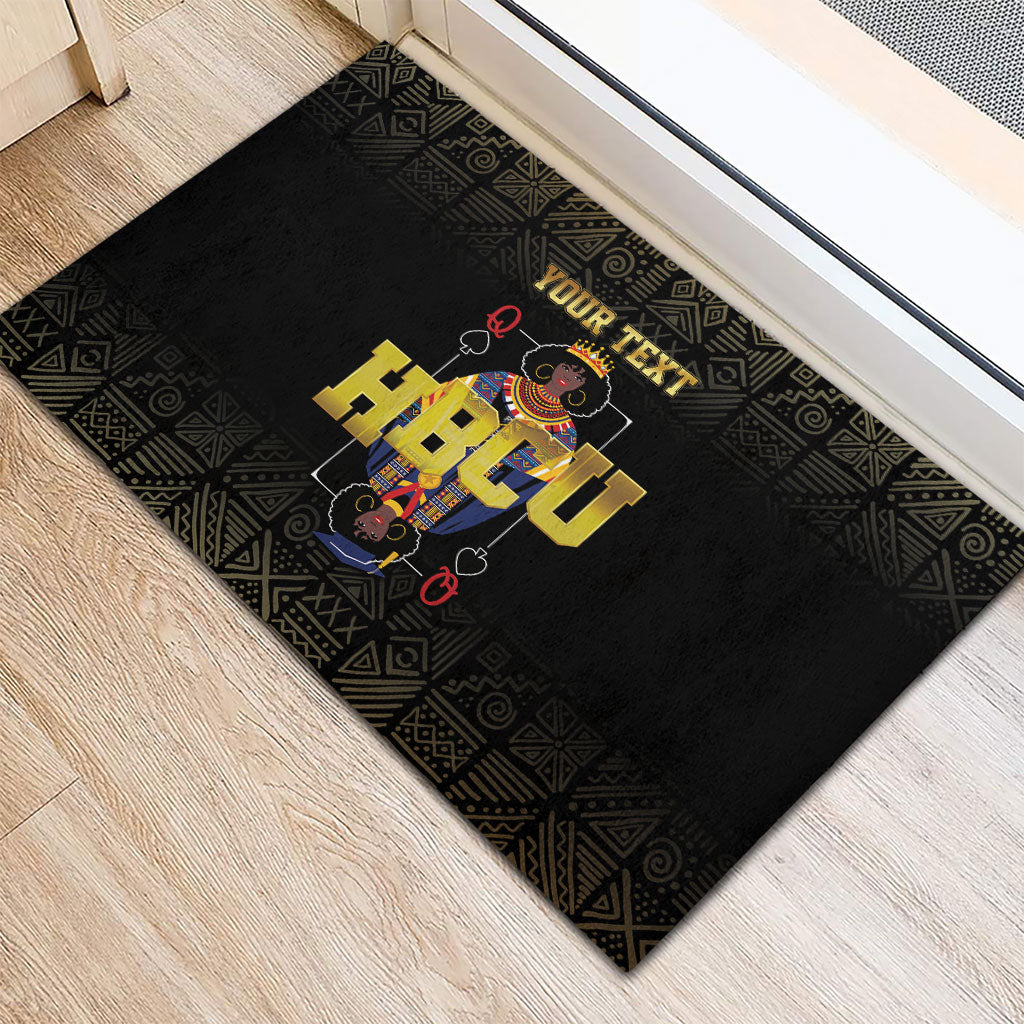HBCU Grad Personalized Queen Poker Card Rubber Doormat Golden Pattern