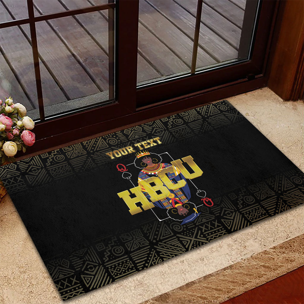 HBCU Grad Personalized Queen Poker Card Rubber Doormat Golden Pattern