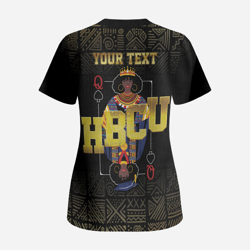 HBCU Grad Personalized Queen Poker Card Scrub Top Golden Pattern