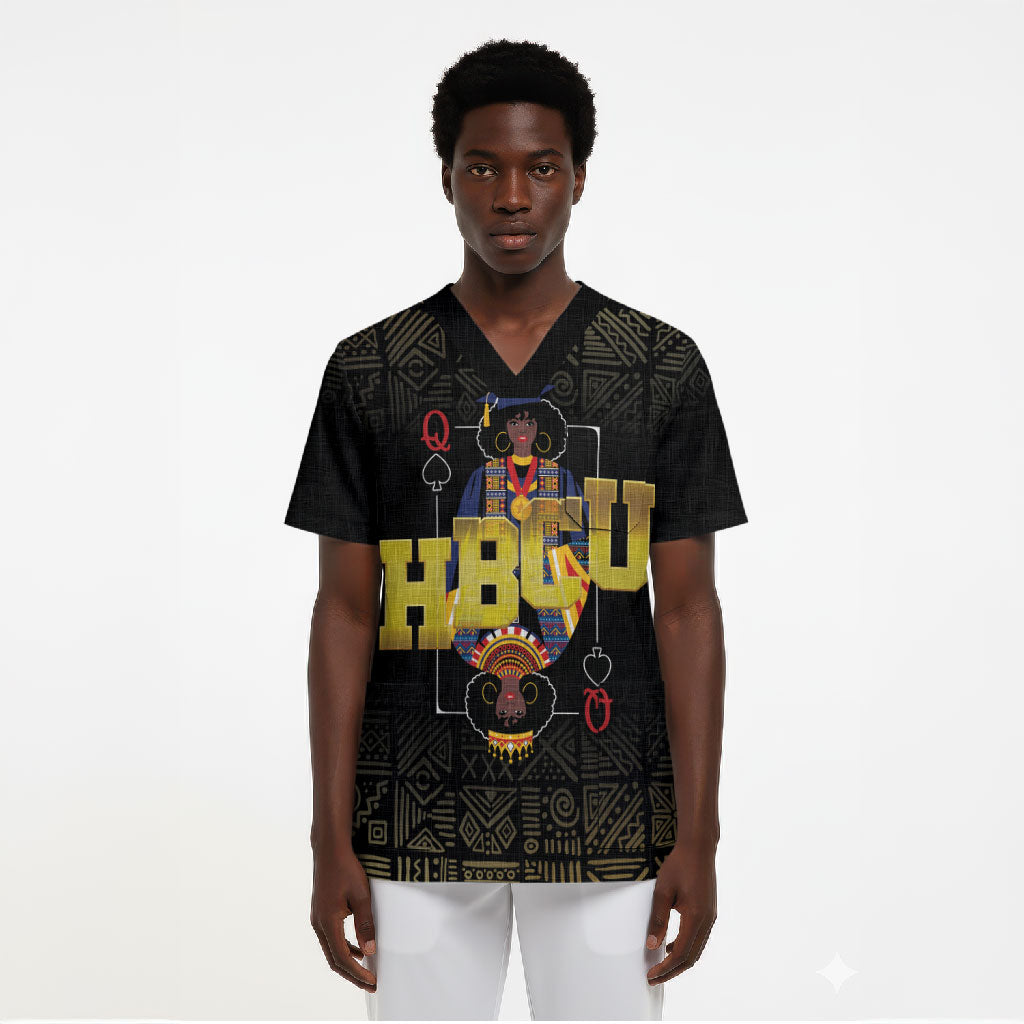 HBCU Grad Personalized Queen Poker Card Scrub Top Golden Pattern