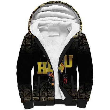 HBCU Grad Personalized Queen Poker Card Sherpa Hoodie Golden Pattern