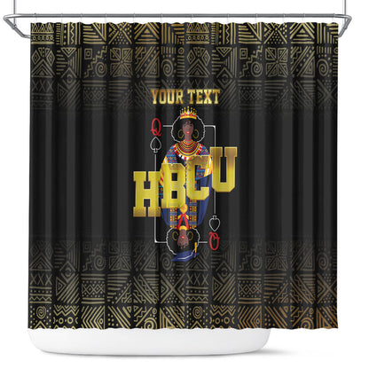 HBCU Grad Personalized Queen Poker Card Shower Curtain Golden Pattern
