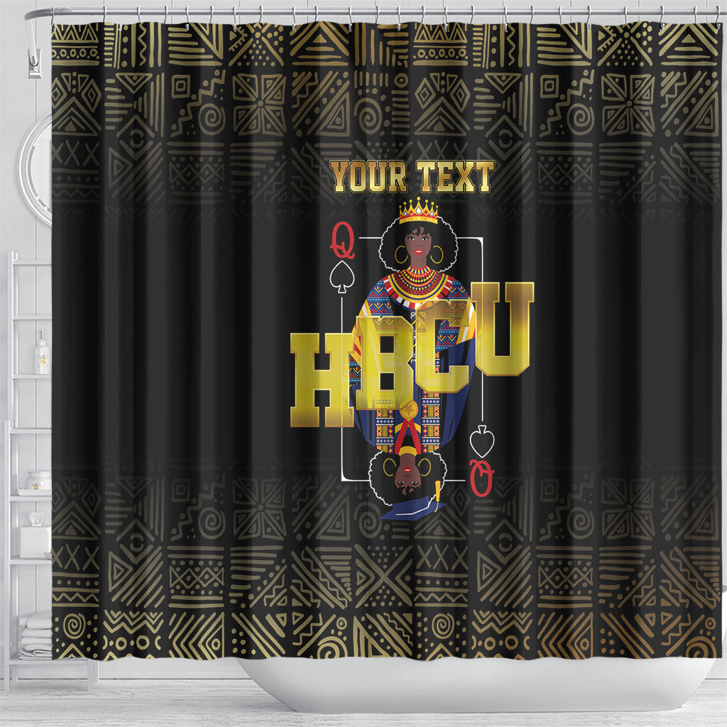 HBCU Grad Personalized Queen Poker Card Shower Curtain Golden Pattern