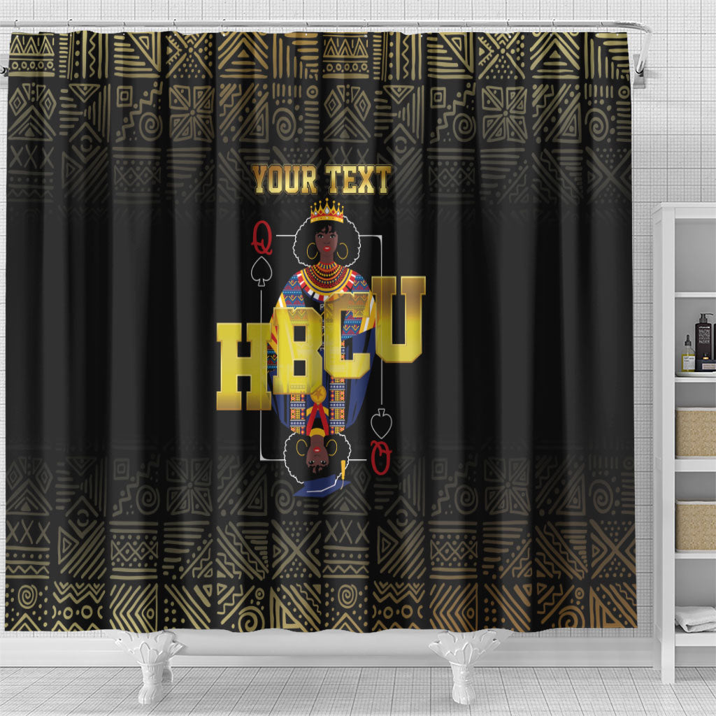 HBCU Grad Personalized Queen Poker Card Shower Curtain Golden Pattern