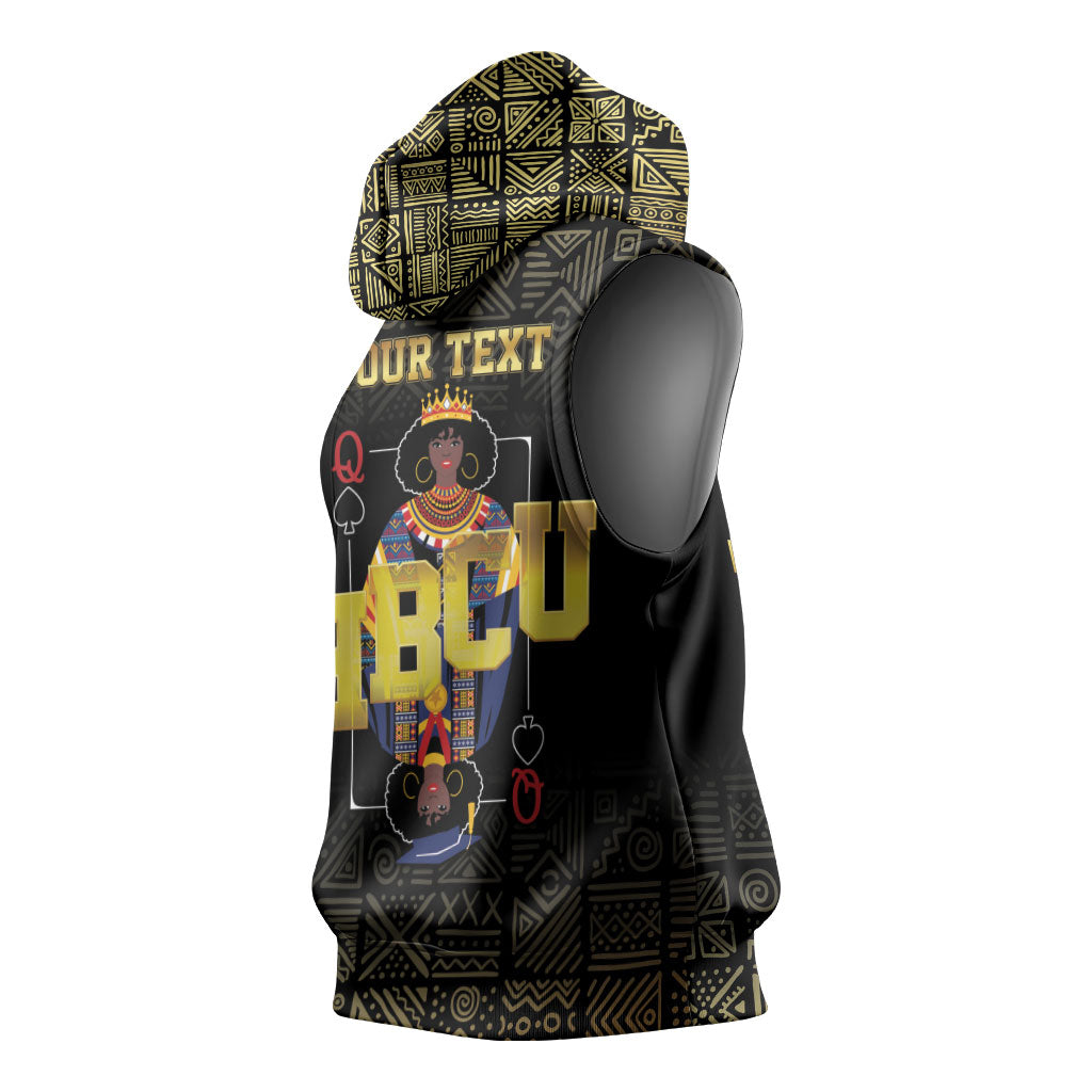 HBCU Grad Personalized Queen Poker Card Sleeveless Hoodie Golden Pattern