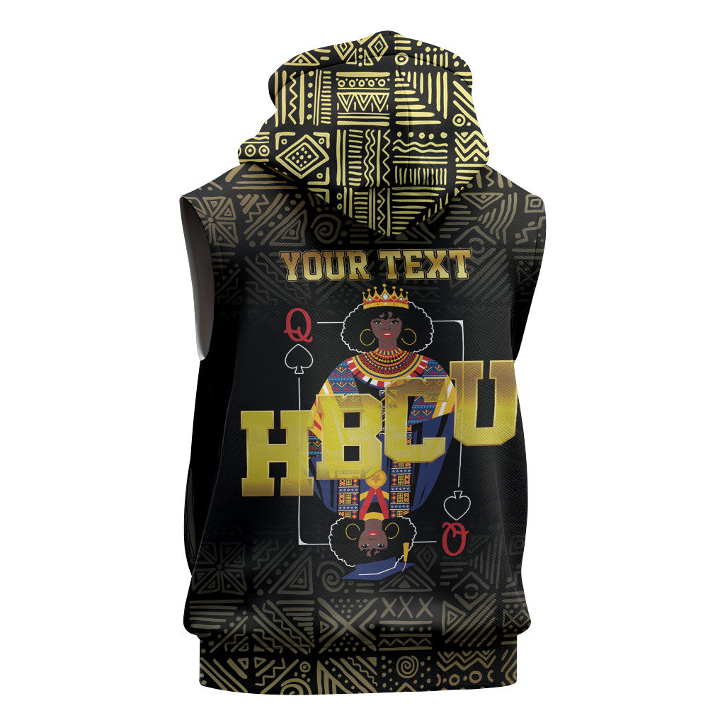 HBCU Grad Personalized Queen Poker Card Sleeveless Zip Hoodie Golden Pattern