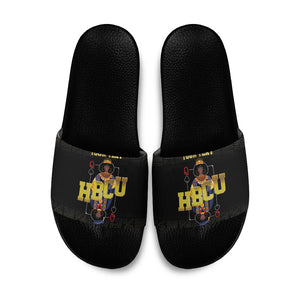 HBCU Grad Personalized Queen Poker Card Slide Sandals Golden Pattern