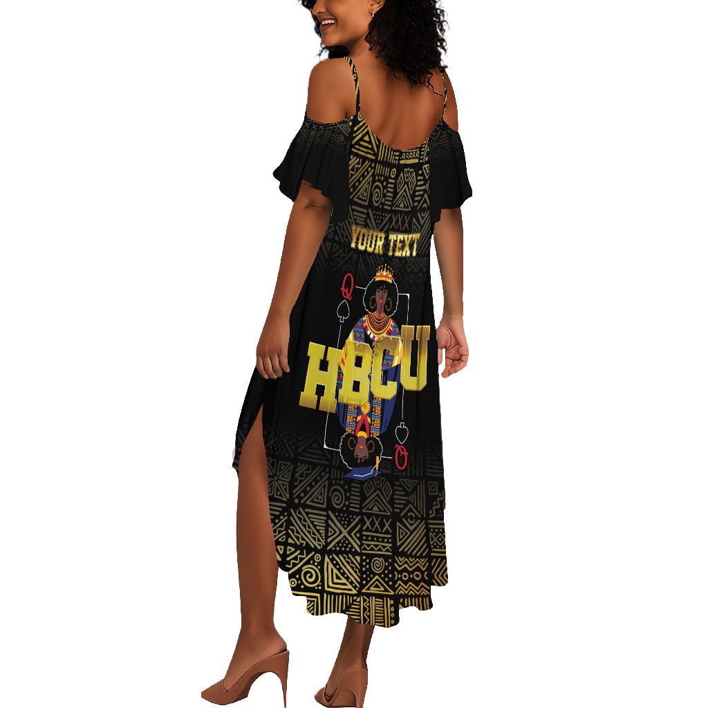 HBCU Grad Personalized Queen Poker Card Summer Maxi Dress Golden Pattern