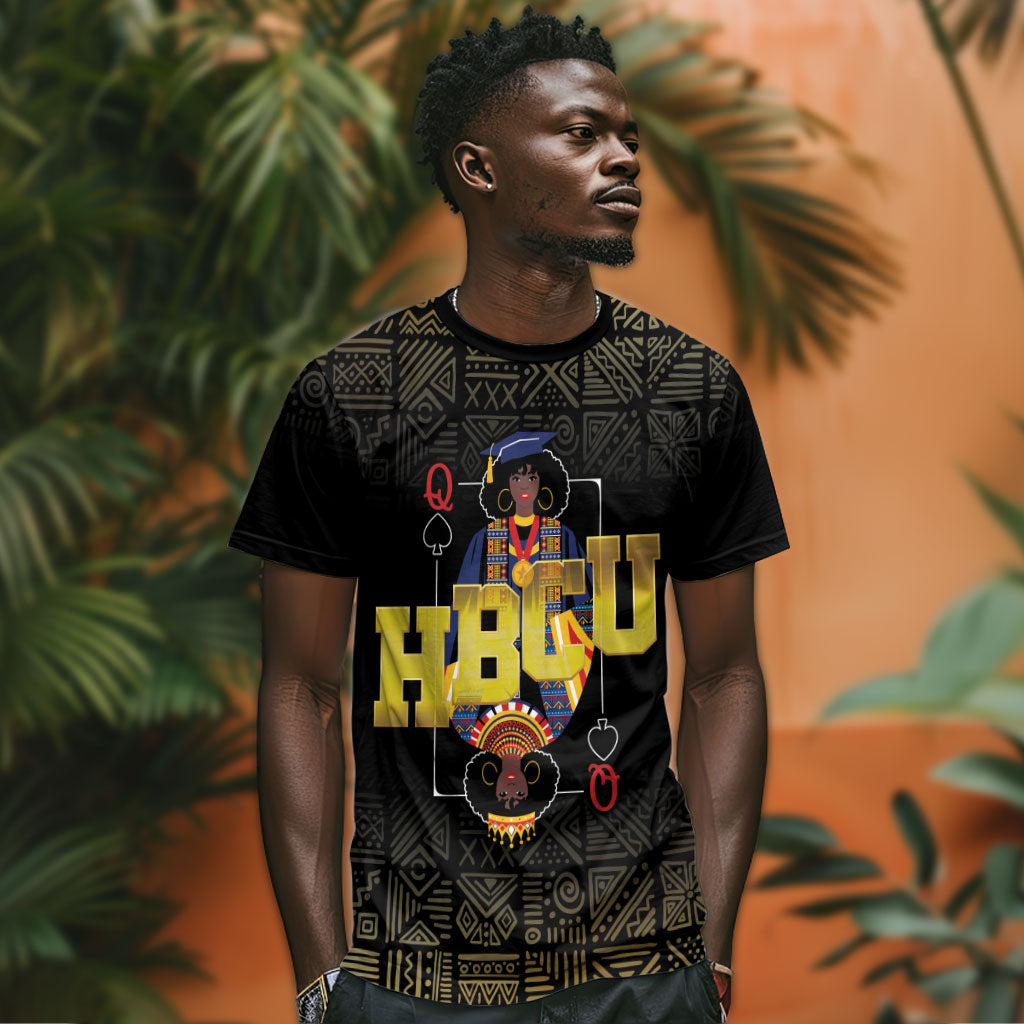 HBCU Grad Personalized Queen Poker Card T shirt Golden Pattern