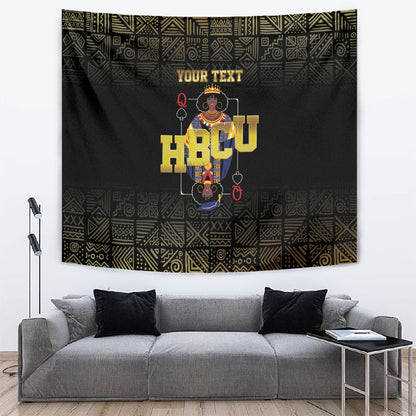HBCU Grad Personalized Queen Poker Card Tapestry Golden Pattern