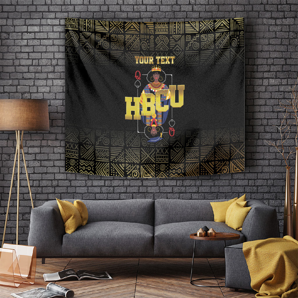 HBCU Grad Personalized Queen Poker Card Tapestry Golden Pattern