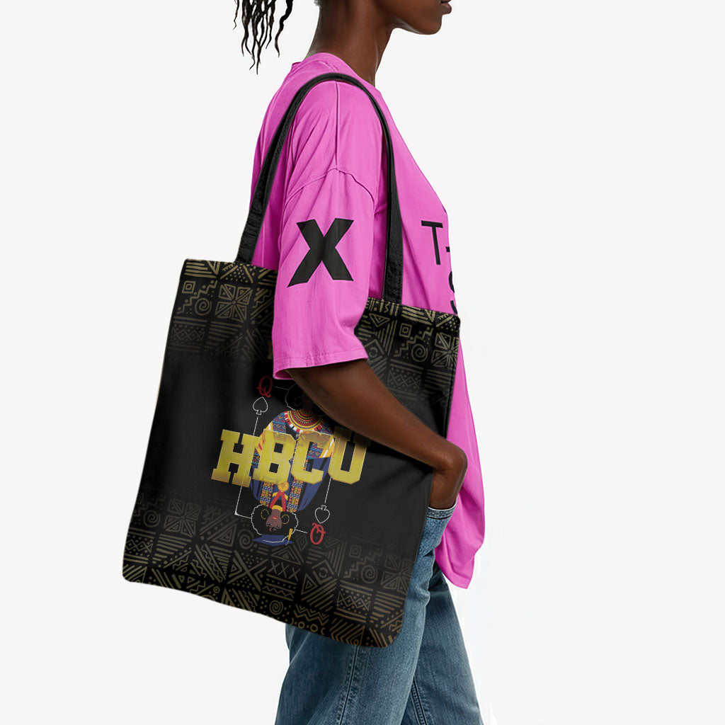 HBCU Grad Personalized Queen Poker Card Tote Bag Golden Pattern