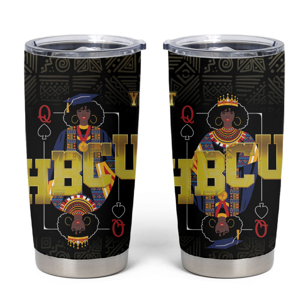HBCU Grad Personalized Queen Poker Card Tumbler Cup Golden Pattern