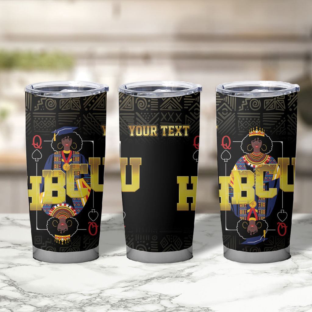 HBCU Grad Personalized Queen Poker Card Tumbler Cup Golden Pattern