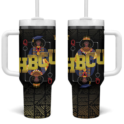 HBCU Grad Personalized Queen Poker Card Tumbler With Handle Golden Pattern