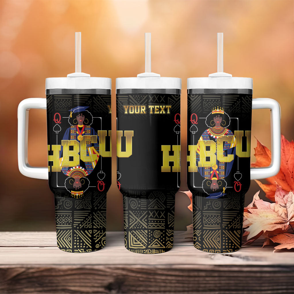 HBCU Grad Personalized Queen Poker Card Tumbler With Handle Golden Pattern
