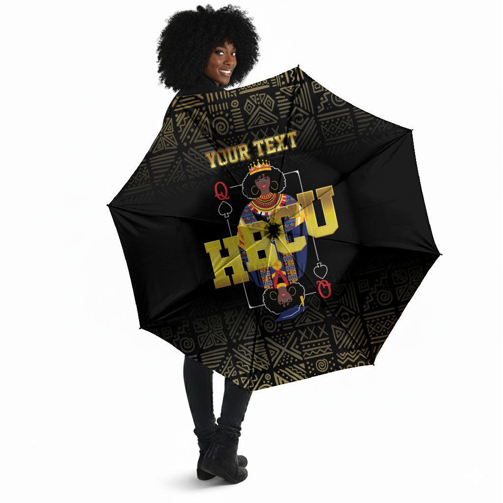 HBCU Grad Personalized Queen Poker Card Umbrella Golden Pattern