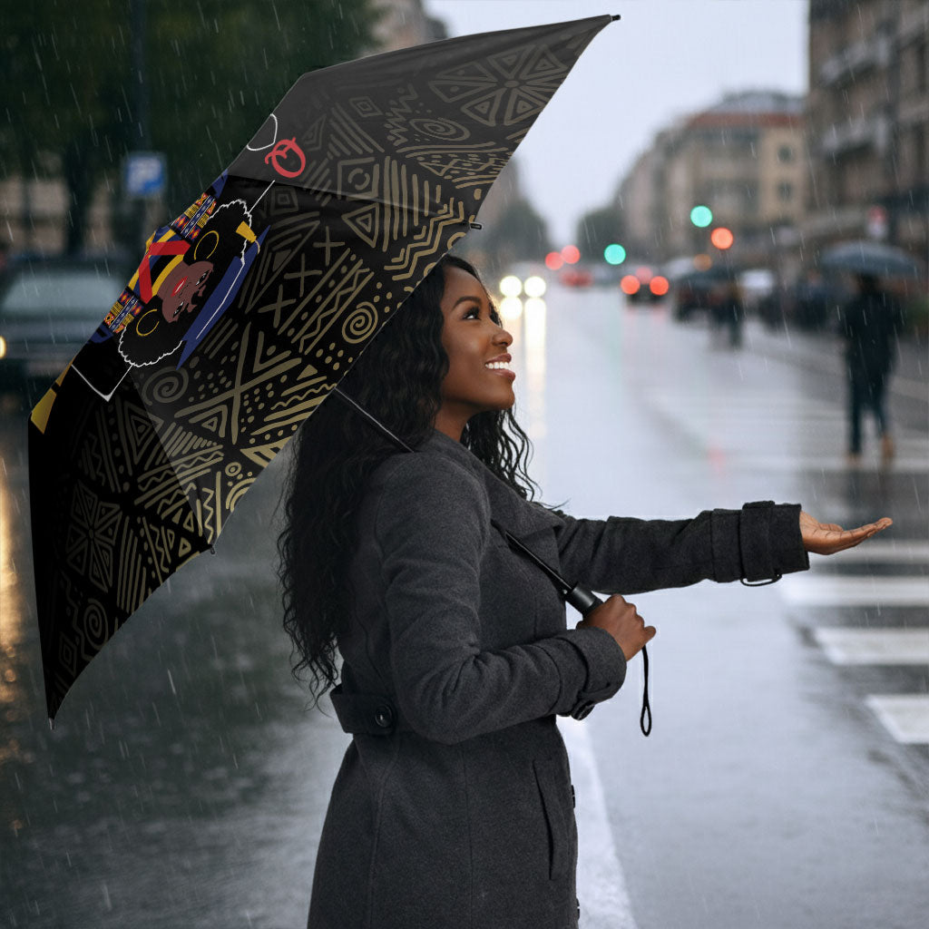 HBCU Grad Personalized Queen Poker Card Umbrella Golden Pattern