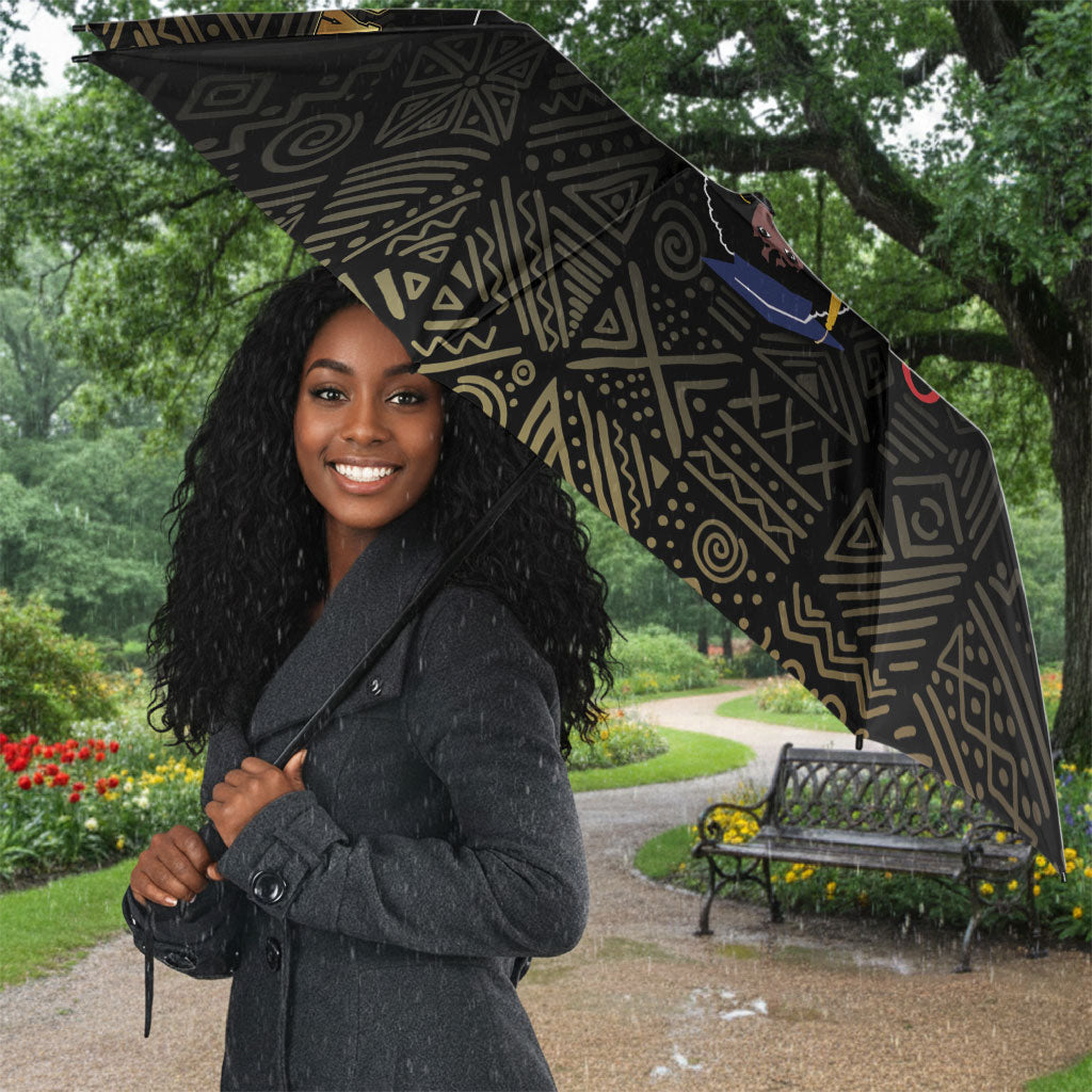HBCU Grad Personalized Queen Poker Card Umbrella Golden Pattern