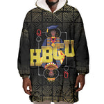 HBCU Grad Personalized Queen Poker Card Wearable Blanket Hoodie Golden Pattern