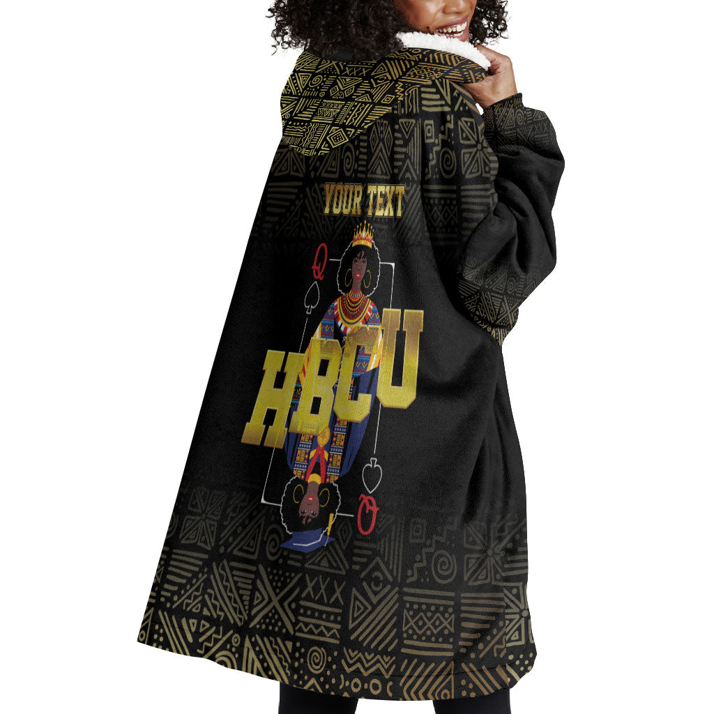 HBCU Grad Personalized Queen Poker Card Wearable Blanket Hoodie Golden Pattern