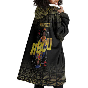 HBCU Grad Personalized Queen Poker Card Wearable Blanket Hoodie Golden Pattern