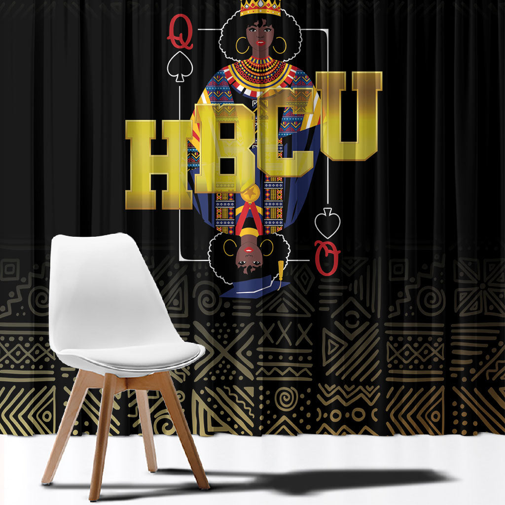 HBCU Grad Personalized Queen Poker Card Window Curtain Golden Pattern