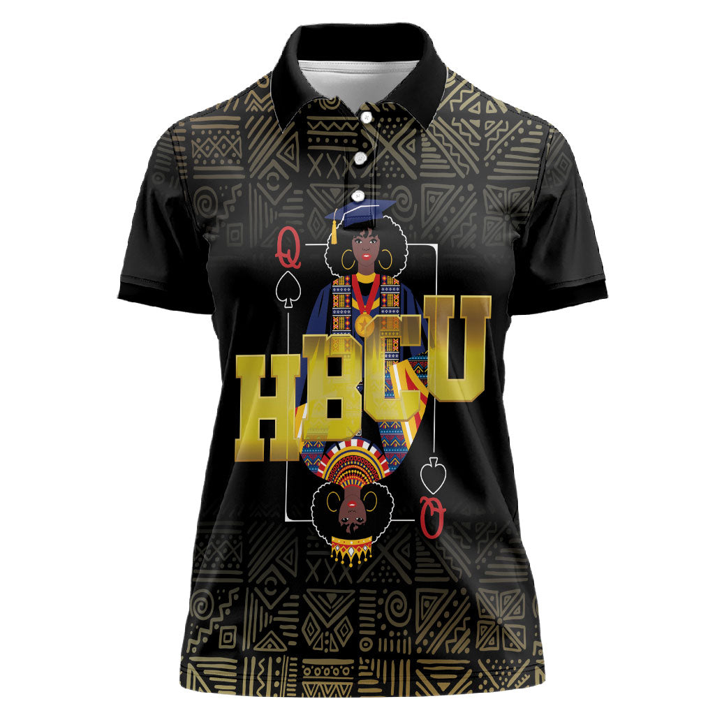 HBCU Grad Personalized Queen Poker Card Women Polo Shirt Golden Pattern
